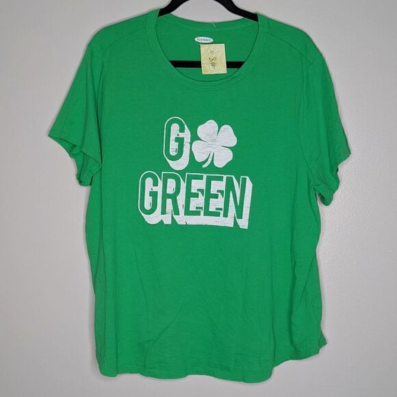 Old Navy Women's Go Green Shamrock St Patty's Day T-shirt Plus XXL - Picture 1 of 7
